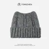 Gorro de Lana con Orejas de Gato Coreano para Mujer en Otoño e Invierno, Lindo Gorro Tejido Engrosado, Cabeza Grande, Protección Cálida para Orejas, Gorro para el Frío al por Mayor