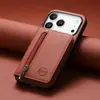 Adequado para Suporte de Celular Iphone17, Porta Cartão AirTag, Fechamento Magnético 16Promax, Capa Protetora Apple 18Pro