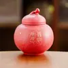 Pote Cerâmico Vermelho da Cidade Proibida para Chá Tamanho Pequeno à Prova de Umidade Pote de Armazenamento de Chá de Alta Qualidade Doméstico Selado para Chá e Grãos