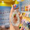 Llavero para coche con lazo de cuentas galvanizadas, colgante para teléfono móvil, bonito anillo de pintura rosa, accesorios de perlas, decoración para bolso