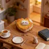 Biscoitos Sanduíche em Formato de Gato, Pão Realista, Bolo Derretido, Brinquedos de Comida em Miniatura, Chaveiro DIY, Presilha de Cabelo, Acessórios de Resina