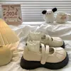 Zapatos Mary Jane de Plataforma con Velcro y Punta Redonda 2024 Verano Nuevo Estilo Japonés Versátiles que Aumentan la Altura Zapatos de Cuero para Mujer