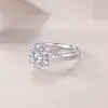 Anillo de Plata de Ley S925 con Montura para Moissanita, Best-Seller Transfronterizo Europeo y Americano, Anillo de Boda Moderno y Lujoso, en Stock para Entrega Inmediata