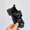 Mocasines gruesos de estilo británico para niños, nueva moda de otoño, versátiles para niños y niñas, de caña baja, con cierres de velcro, modernos zapatitos de piel