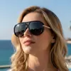 Óculos de Sol Retro Estilo Novo Europeu e Americano com Ponte Dupla, Armação Grande Estilo Aviador, Óculos Versáteis Casuais Tendência Personalizados para Mulheres