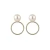 Pendientes Redondos Huecos de Perla con Aguja de Plata Incrustada de Diamantes, Pendientes de Estilo Retro Francés de Lujo Ligero, Pendientes de Nicho Inspirados en el Diseño para Mujeres