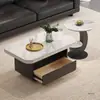 Mesa de centro rectangular de piedra, mesa de centro italiana minimalista de lujo ligero para apartamentos pequeños, mesa de centro para sala de estar, uso doméstico para apartamentos pequeños