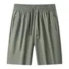 Shorts de Seda Gelada Masculino de Verão, Finos, Respiráveis, Caimento Fluido, Elásticos, Largos, Secagem Rápida, Tamanho Grande, Comprimento no Joelho, Transfronteiriços