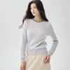 Lujo de estilo francés, colección otoño 2026: suéter de cachemira adornado a mano con cuello redondo, top de punto de manga larga para mujer