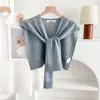 Xale Pequeno de Lã Colorido de Doce para Primavera e Outono Estilo Coreano Moda Outerwear Manto de Cor Sólida Xale Multiuso Cobertura para Bumbum