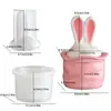Margarita Pascua Conejo de Orejas Largas Tarro de Almacenamiento Molde de Silicona DIY Conejo de Yeso para Aromaterapia Molde para Taza de Vela Adorno