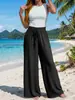 Transfronteiriço 2026 Europeu e Americano Amazon Mais Vendidos Calças Largas Femininas Estilo Casual Confortável Cor Sólida Calças Longas Femininas