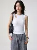Camisola con Copas Fijas en Forma de Pecho, Diseño de Hombro Calado, Corte Ajustado, Versátil, Ropa de Verano para Mujer