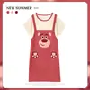 Pijama Feminino Verão Manga Curta Fino Desenho Animado Pequeno Fresco Fofo Estilo Ins Solto Camisola Doce Estudante Roupas de Casa