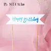 Decoración de pastel de cumpleaños de una esquina dorada, adorno para insertar, bestia, hilo rosa, hilo azul, pancarta de Feliz Cumpleaños, adorno para insertar de Feliz Cumpleaños