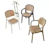 Silla de Ratán de Plástico Estilo Simple Ins Italiano Taburete Casero Silla de Comedor Engrosada Transpirable y Cómoda Silla Comercial con Respaldo