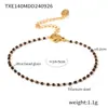 Pulseira e Colar de Contas de Vidro em Aço Inoxidável Banhado a Ouro Cruzado Europeu e Americano Acessório Versátil de Luxo Leve Francês de Nicho para Mulheres