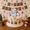 Banner de cumpleaños temático de dibujos animados navideños transfronterizo, suave y lindo, perfecto para fiestas, con diseños de letras, adornos para pasteles y adornos decorativos