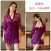 Marca Guiruo sexy cetim mais bojo roupa íntima plus size tentação de luxo leve camisola roupão conjunto roupa de casa 1712