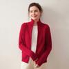 Nuevo cárdigan de punto de color puro para otoño e invierno, estilo simple y moderno, suéter con cremallera de cachemira para mujer, novedad de otoño e invierno 2025