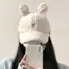 Gorra de Béisbol de Felpa de Cordero Cálida y Linda con Orejas de Conejo para Otoño e Invierno