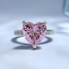 Jóias Mujing 2023 Novo 925 prata 10*10 em forma de coração diamante rosa anel de diamante de alto carbono moda anel simples