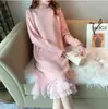 Suéter de punto básico de otoño e invierno 2022, vestido coreano holgado con cuello en V y largo medio para mujer
