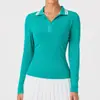 Camiseta Deportiva de Manga Larga Transfronteriza para Mujer, Ligera, Transpirable, Alta Elasticidad, Cuello en V, Aspecto Adelgazante de Otoño, Ropa de Yoga, Top Básico