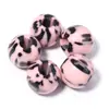 Acrílico 16mm Estampa de Leopardo Furo Reto Contas Duas Cores Furo Grande Redondas Feitas à Mão DIY Acessórios de Joias Contas para Pulseira Contas Soltas