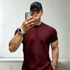 Camiseta deportiva de manga corta de algodón puro de marca moderna para hombre, cuello redondo, ropa casual de entrenamiento para fitness, top transpirable, estilo americano para hombres jóvenes, verano