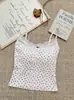 Camisola de encaje patchwork puramente deseable para mujer, estilo verano con copas en el pecho, estampado floral de rosas, estilo chica picante, top interior ajustado