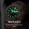 Reloj Popular para Hombre de Negocios de Movimiento de Cuarzo con Fondo Transparente, Correa de Acero, Esfera Redonda, Resistente al Agua 40m, Esfera Grande para Hombre