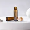 Frasco Roll-On de Vidro Marrom Fosco à Prova de Luz Personalizado de 10ml para Óleo Essencial Frasco Roll-On Perfume Pequena Capacidade Frasco Dispensador
