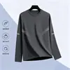Camiseta de manga comprida de outono, estampa, plus size, para adolescentes, gola redonda masculina, simples e com caimento solto, top da moda