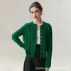 Cardigan de Tricô Solto com Padrão Torcido Elegante e Botão de Pérola 100% Caxemira para Mulheres, Suéter Casaco Suave Estilo Francês