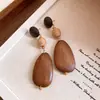 Aretes Colgantes Ovalados de Madera de Aguja Plateada, Rafia, Estilo Étnico Retro, Diseño con Sentido, Aretes de Nicho, Venta al por Mayor