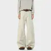 Marca de Ropa Estilo Americano Parche de Retazos Desestructurados Pantalones de Trabajo Lavados para Hombre, Pantalones Vaqueros Vintage Sueltos de Pierna Ancha