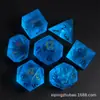Juego de 7 Piezas de Dados Dungeons & Dragons Colorido Chapado Explosión Azul Marino Mate Cristal DND RPG Dados