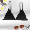 Comercio exterior europeo y americano 2027 nuevo traje de baño de dos piezas de verano para mujer, color liso, cuello de amarre, cintura alta, top de bikini sexy