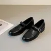 Versión de Piel de Vaca~Mocasines Retro Mary Jane de Cuero Genuino con Suela Suave para Mujer, Zapatos Pequeños Sencillos de Cuero Genuino con una Sola Correa