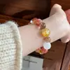 Pulseira Grande de Cristal com Pedras Coloridas, Ouro Negro e Contas Super Coloridas DIY Joias da Moda
