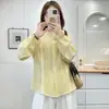 Top especial para mujer talla grande 2026 otoño nuevo elegante ropa para mujer talla grande con encaje arrugado camisa de manga larga 0723