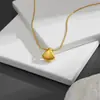 Nueva Cadena Hueso de Serpiente Colgante Pequeño de Concha de Vieira Acero de Titanio Luz Dorada Lujosa Rayada Abanico de Concha Texturizado Collar para Mujer