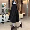 Saia Estilo College 2025 Nova Acetato Lã Engrossado Outono Inverno Formato Pera Exclusiva Lã Preta Saia Evasê Guarda-chuva