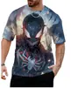 Camiseta de Hombre Estampado de Dibujos Animados Marvel Venom Verano 2025 Holgada Transpirable Cuadros Cuello Redondo