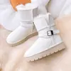 Botas de Nieve de Piel de Vaca Brillantes Impermeables Personalizadas para Mujer Invierno Acolchadas Espesor Pura Lana Forro Hebilla de Cuero Suela Gruesa Antideslizante Botas para Dama