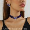 Colar Choker Europeu e Americano de Luxo em Vidro Cristal de Camada Dupla Geométrico Retangular Conjunto de Brincos Colar de Cristal Colorido da Moda