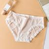 Roupa íntima transparente japonesa para meninas com detalhes vazados, cuidadosamente selecionada, estilo pequeno fresh, com trama em cruz, calcinha de renda feminina de cintura média