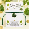Calle. Pulsera de la Suerte para el Día de San Patricio Trébol de Cuatro Hojas Colgante de Aleación de Buena Suerte Pulsera Ajustable