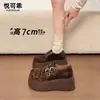 Cuero Genuino Suela Gruesa Aumentador de Altura Completamente Cubierto Birkenstock Mary Jane Zapatos de una Sola Pieza para Mujer Otoño 2026 Nuevos Mocasines Retro de Suela Suave